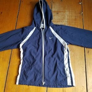 White and blue nike coat zip up like new.